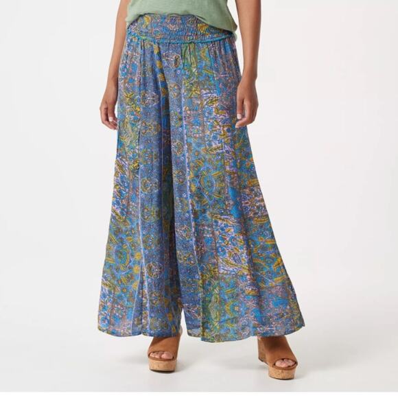 Tolani Blue Lavender Print Palazzo Wide Leg Pants size XLP Petite - Picture 1 of 8